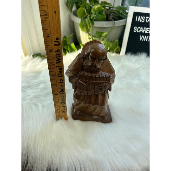 Wooden hand carved old man whimsical musical flute man - Picture 6 of 7
